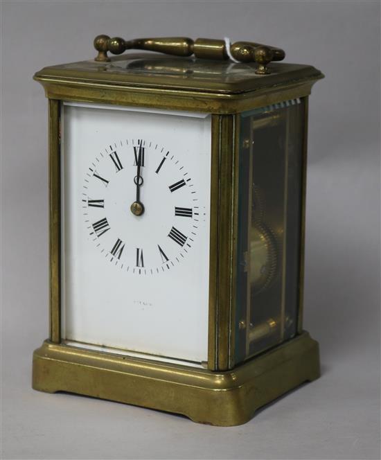 A French gilt brass carriage clock, H 13.5cm